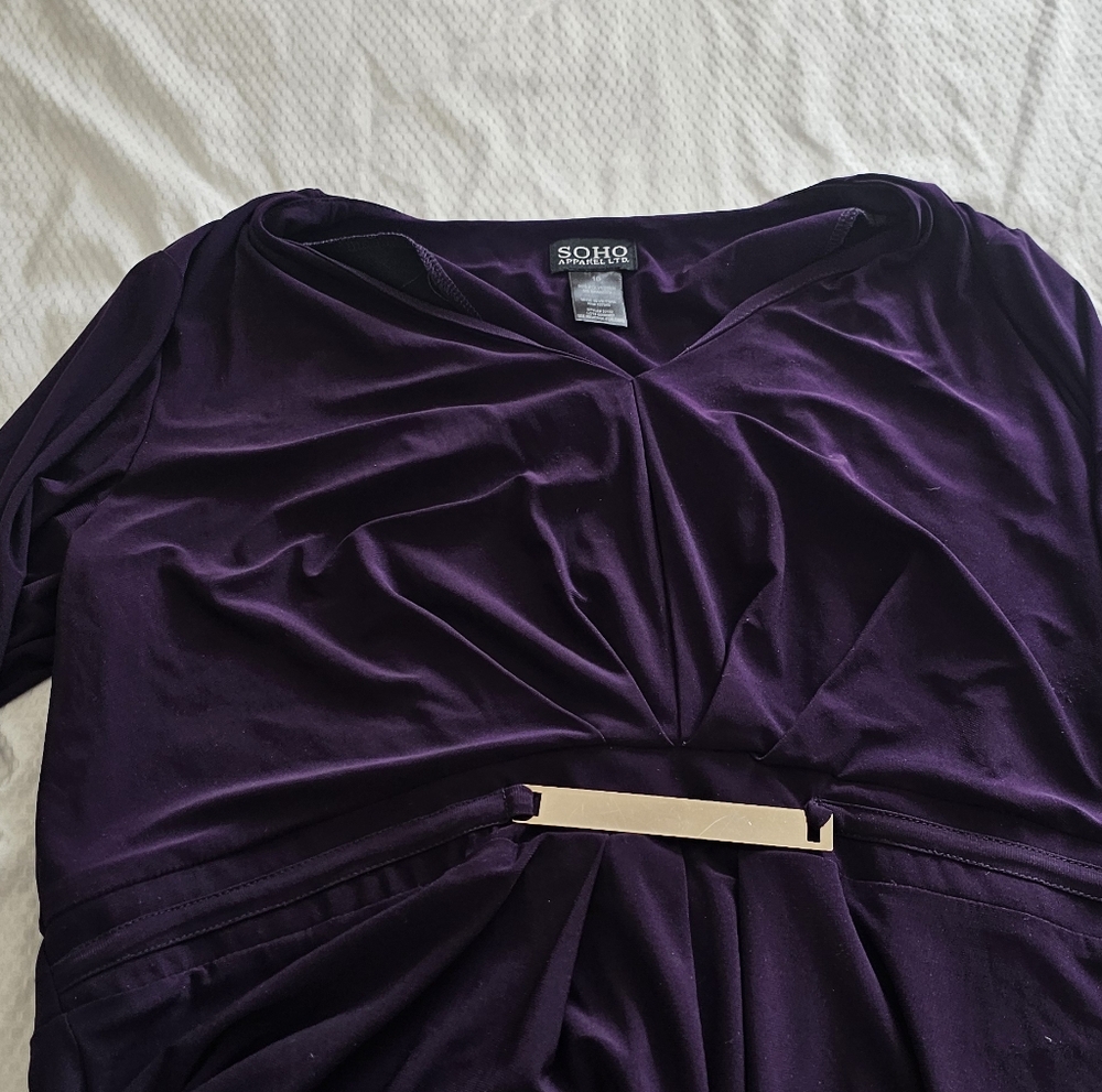 Beautiful soho Apparel purple dress 16 Wrap 3/4 Sleeve - Picture 2 of 7